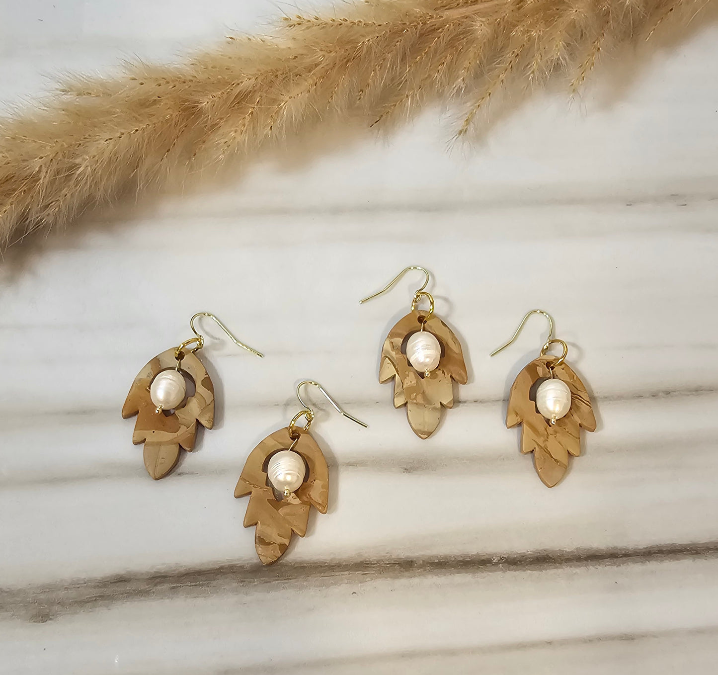 Dainty Marbled Feather Dangles